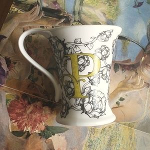 Cypress Home Scrolled Tea Coffee Mug Cup Monogram letter "P"
